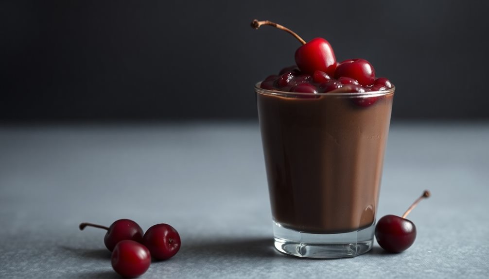 rich dessert with cherries